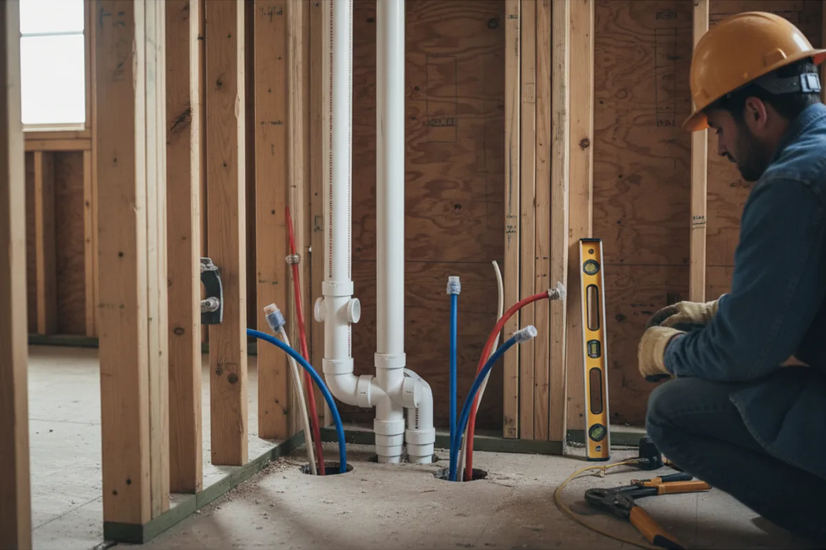 Drain and supply rough-in during Drain Cleaning in Olive Hill